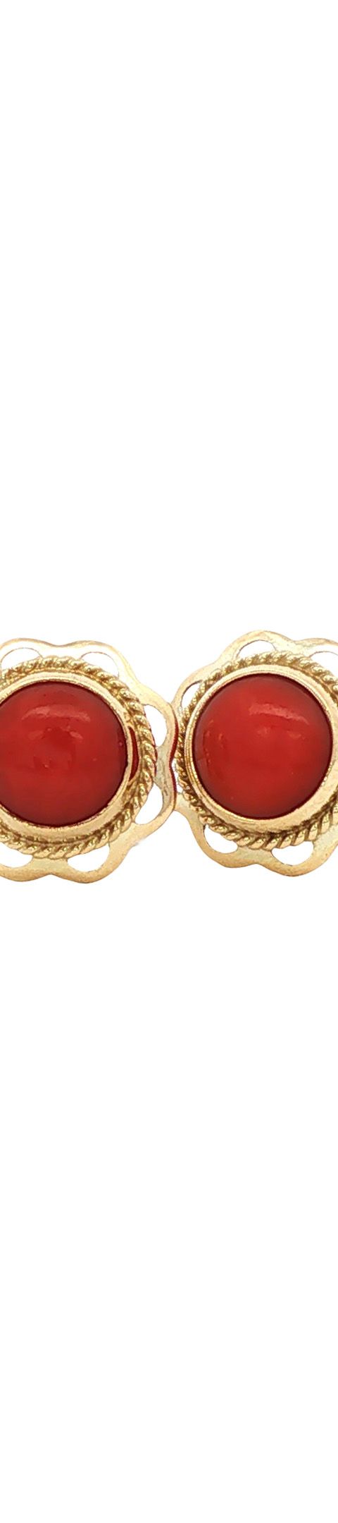 Vintage 14K Gold Stud Earrings with Red Coral